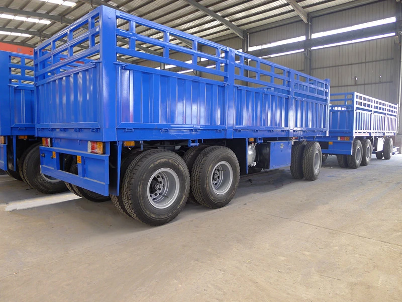 3 Axle Transport Pulling Flatbed Cargo Full Trailer with Side Wall