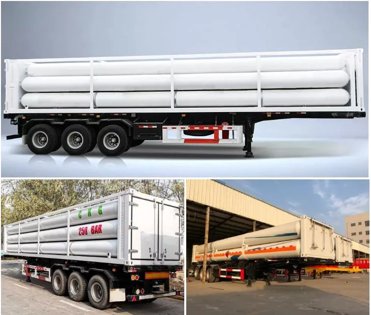 CNG 3 Axle 6-12 Tubes CNG Truck Gas Tank Semi Truck Trailer for Compressed Natural Gas Transporting