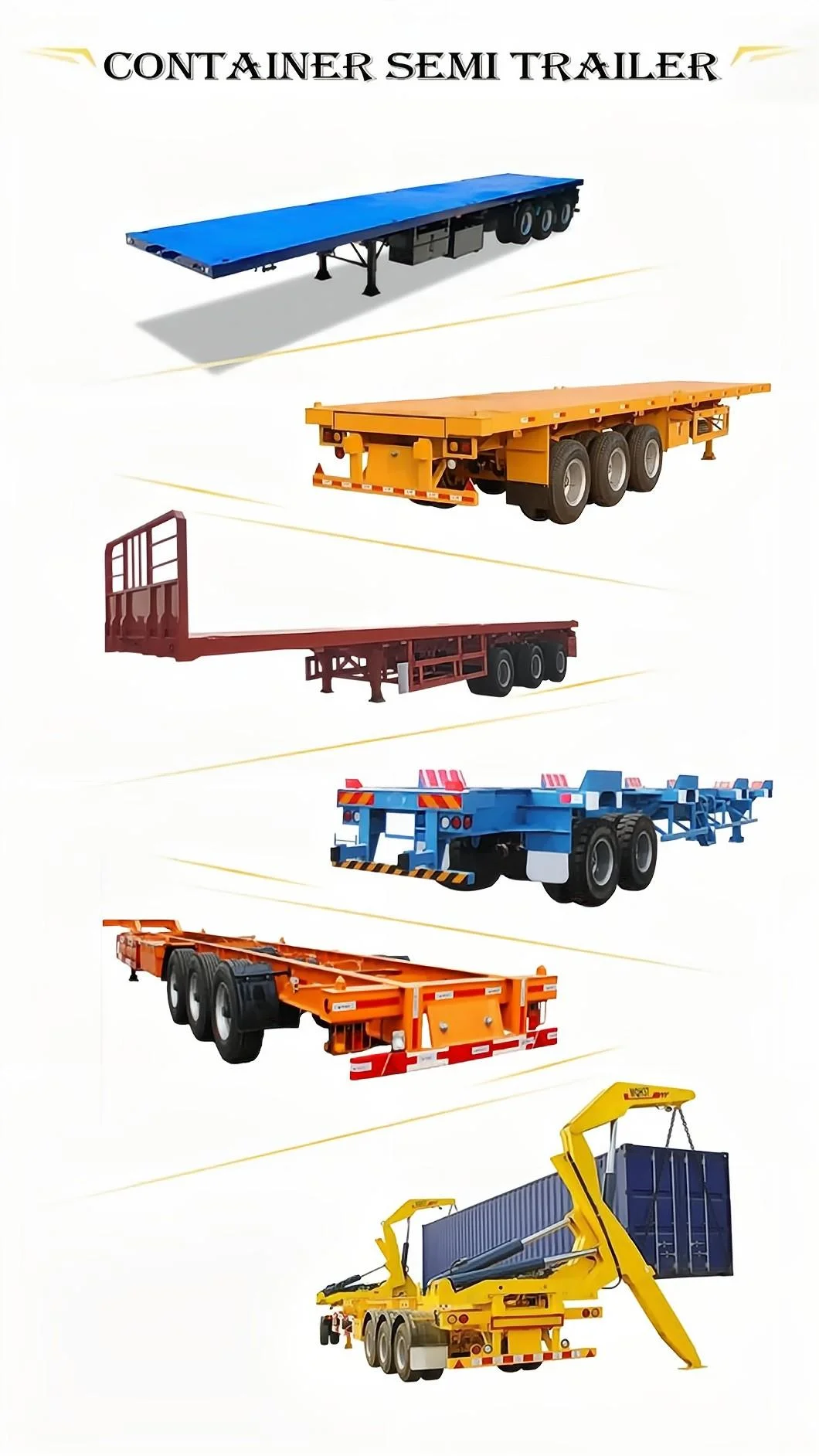 Heavy Duty 3-Axle Flatbed Container Trailer - Ideal for 20FT/40FT Containers, 40-Ton Capacity