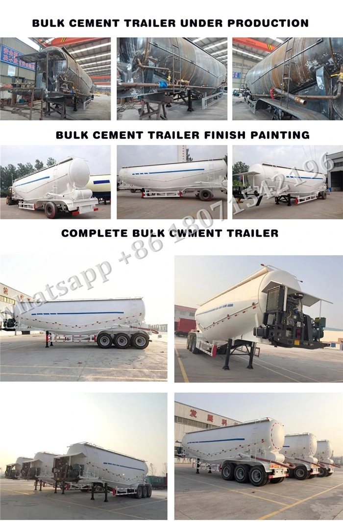 60ton Bulk Cement Dry Powder Silo Air Compressor Cement Tank Container Bulk Trailer