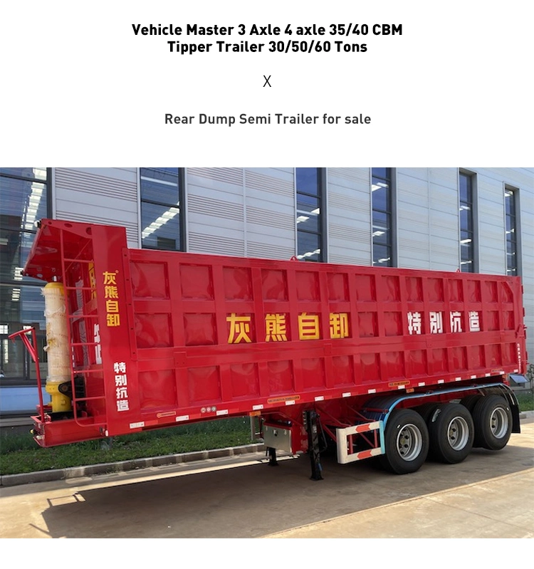 Vehicle Master 60 Tons 70 Tons 80tons End Tipper Semi Trailer U-Shape Dump Semi Trailer with Front Hydraulic Crane